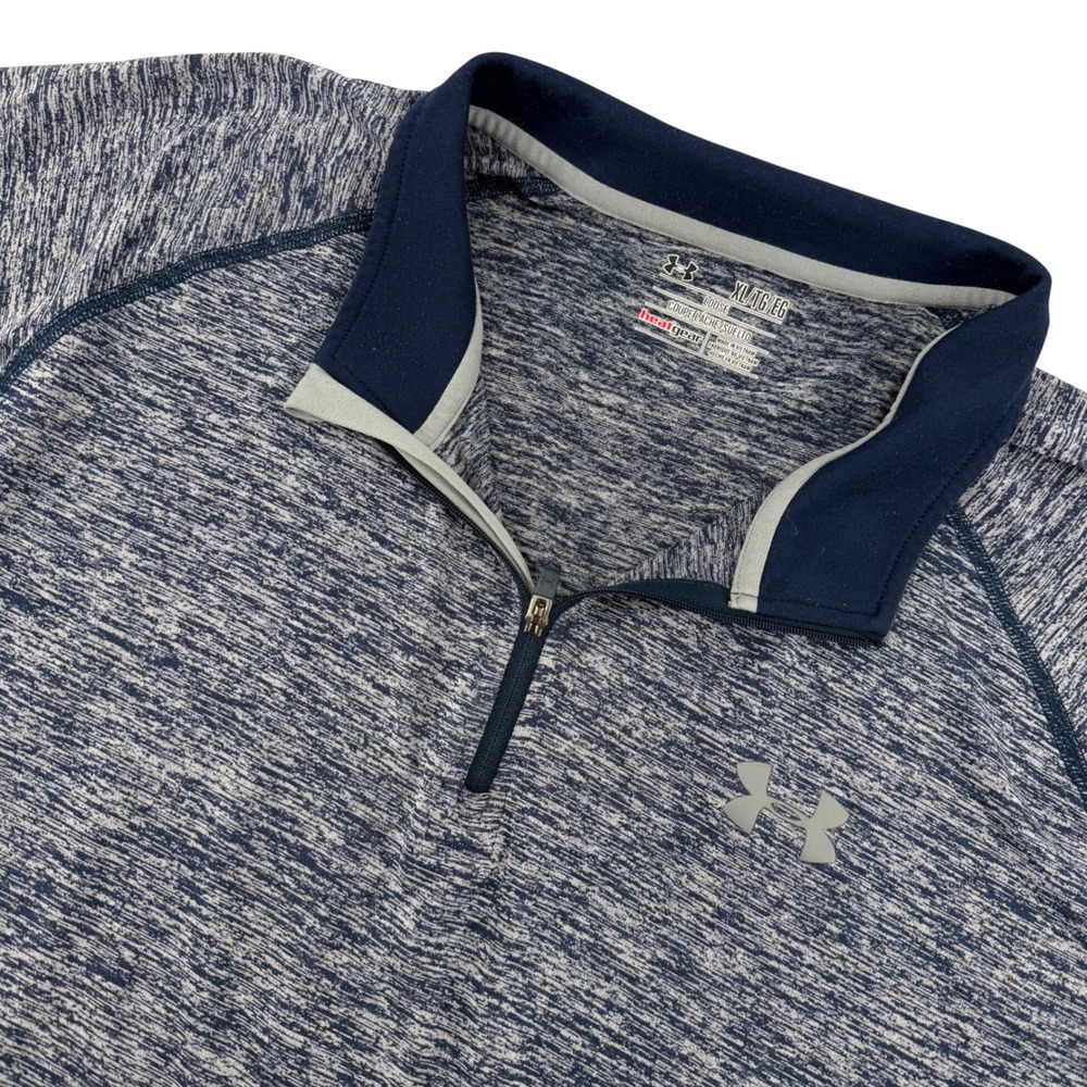 Under Armour Pullover Men XL‎ Navy Blue Space Dye HeatGear 1/4 Zip 1242220